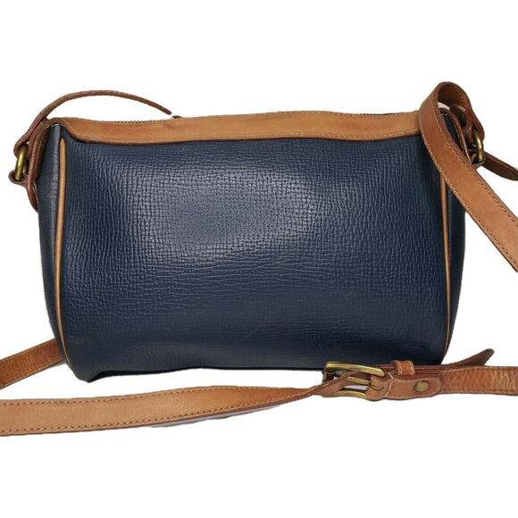 Coach Handbags - Vintage COACH Italy Blue Tan Pebbled Leather Crossbody Purse Shoulder Bag